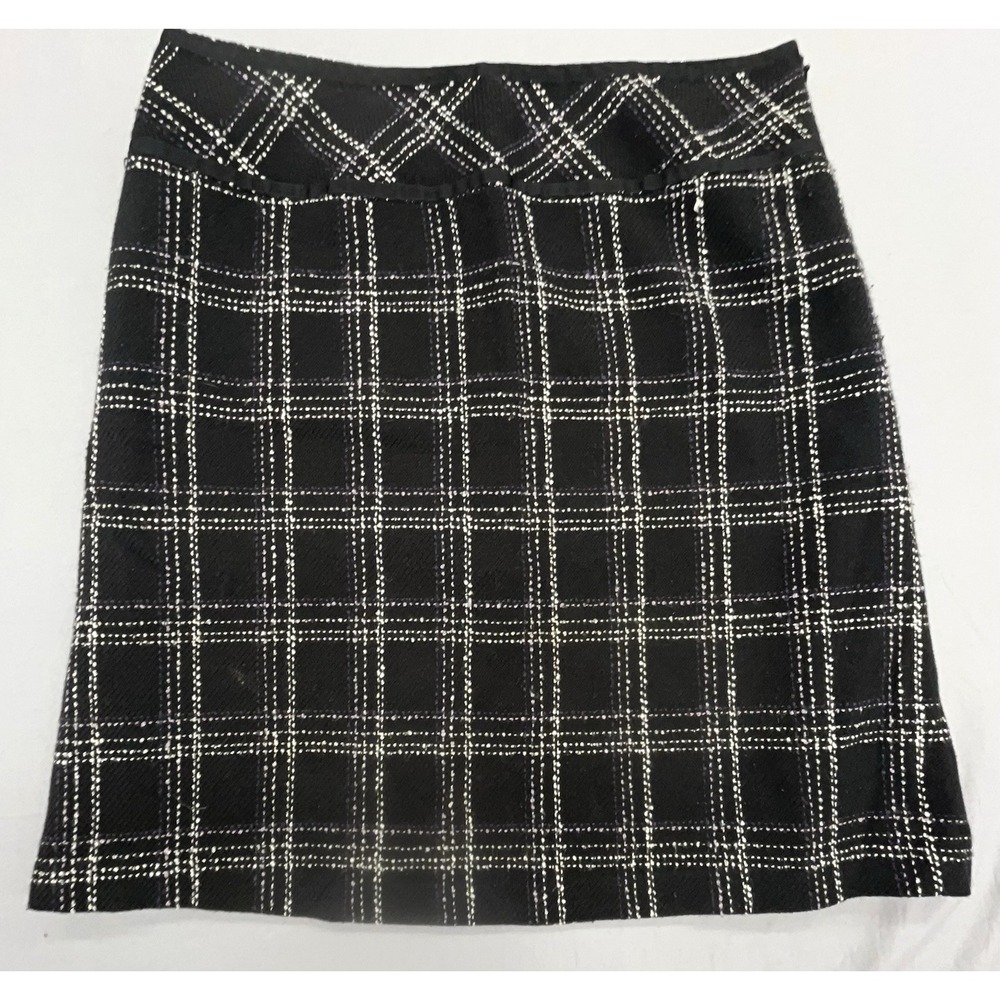 Vintage 80s Women Skirt 12โ Black Plaid Lined Preppy School Girl Casual Career